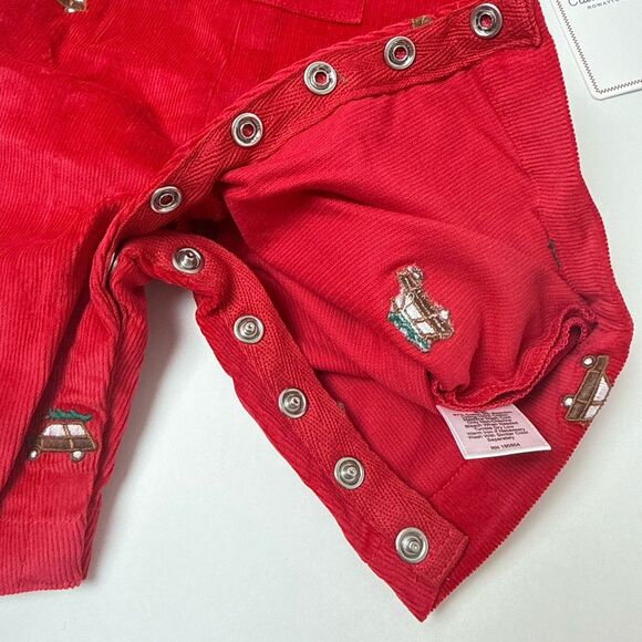 Classic Prep Tucker Longall 0-3M Red Christmas Tree Embroidery Corduroy Jumpsuit - Picture 5 of 13